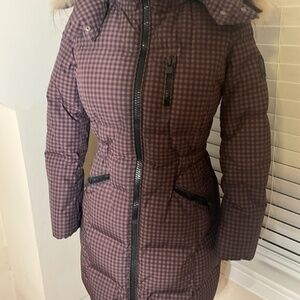 Coach plaid down coat xs